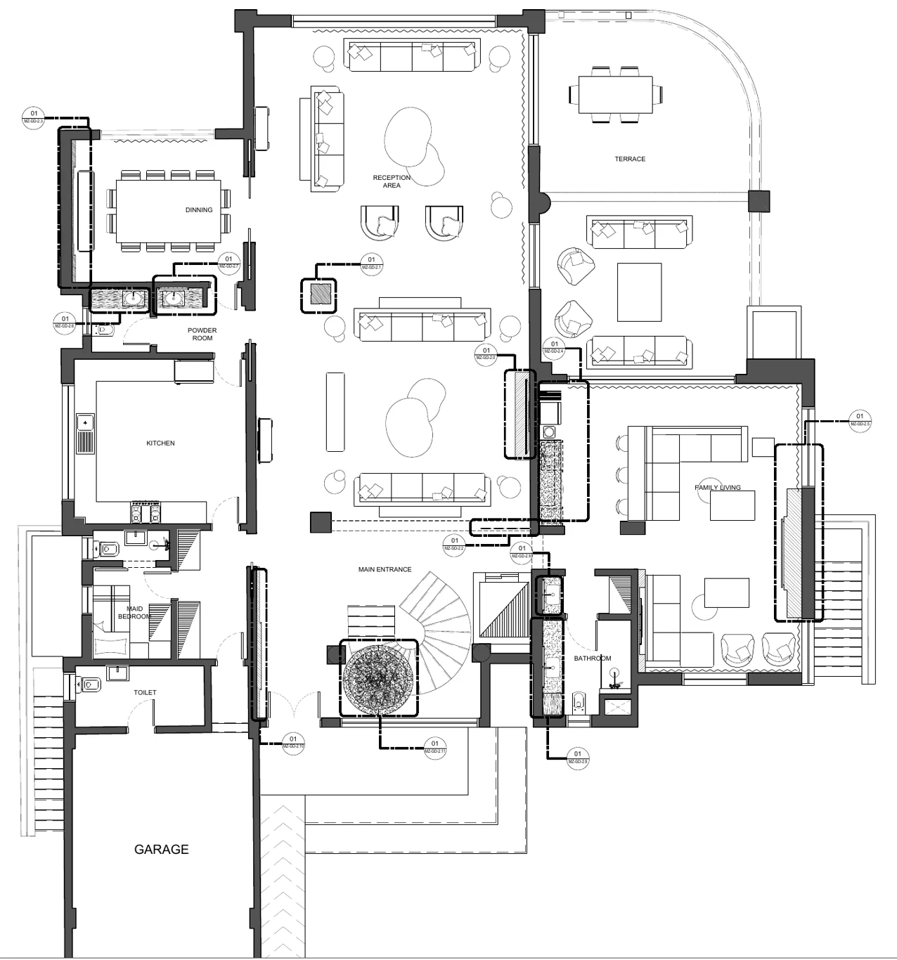 Elrabwa Villa Furniture + circulation drawing sample