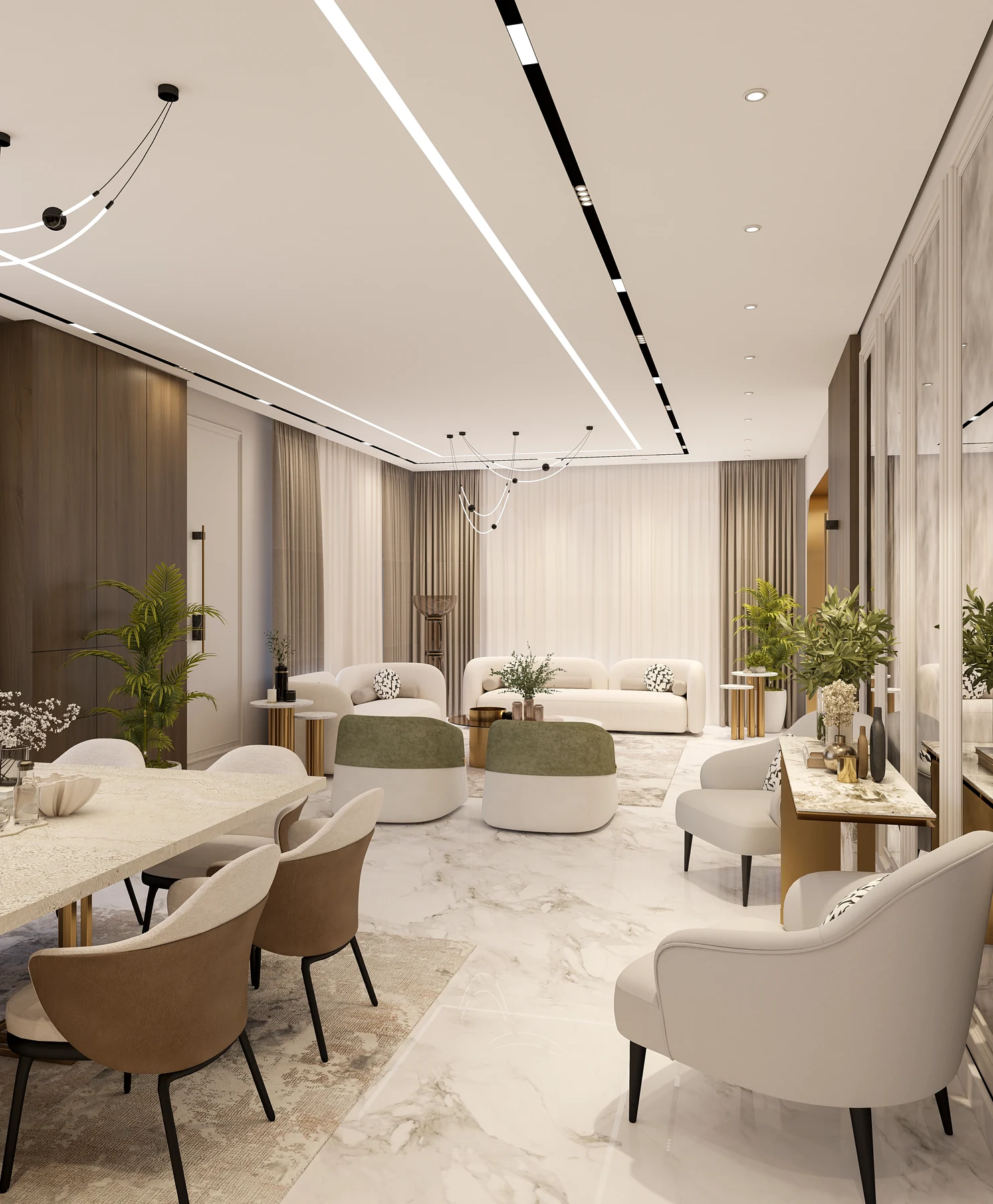 Hyde Park · Villa Interiors · Reception sequence · design render